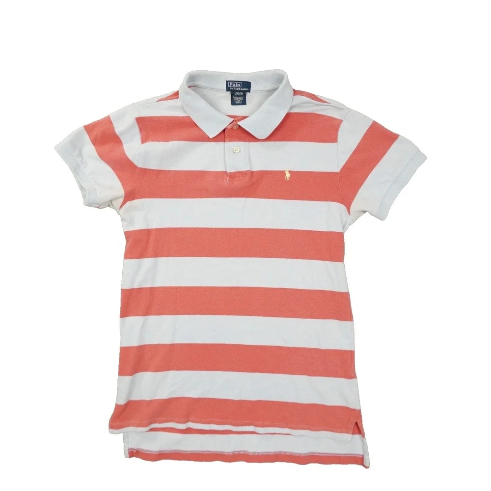 Polo Ralph Lauren‎ Polo Shirt Boy's Large 16/18 Blue Red Stripe Preppy School